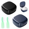 2 Denture Box Set, Retainer Cases with 2 Finger Toothbrushes,