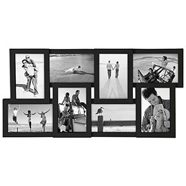 Malden International Designs Puzzle 8-Way Opening Plastic Picture Frame Collage, 4 by 6-Inch, Black