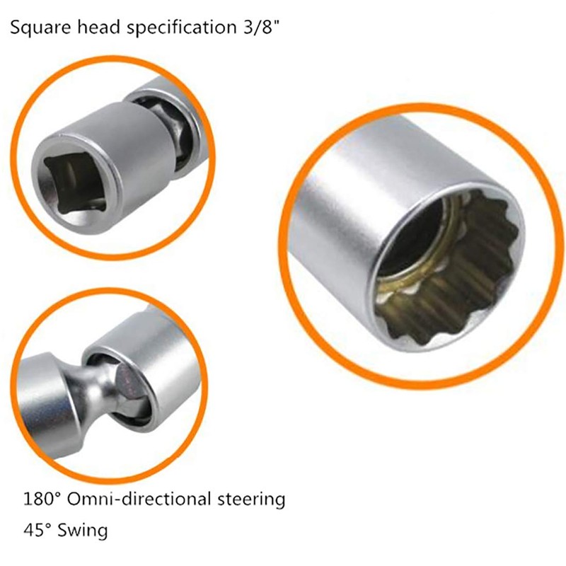 QISF 2Pcs Thin Wall Spark Plug Socket Universal Joint Magnetic