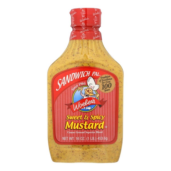 Woeber's Sandwich Pal Sweet & Spicy Mustard, Six 16-Ounce Units (96-Ounces)