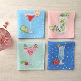 Party Themed Colorful Designs Printed Cotton Blend Fabric Napkin Set of 4 (10"x10" Set of 4, Cocktail Assortment)