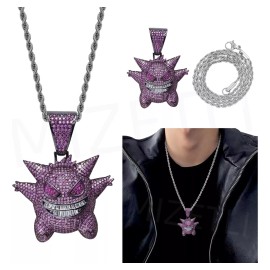 MIZETLI Cubana Cadena Dijes Gengar Hip Hop Collares Y Cadenas Hombre