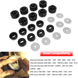 Bonbo 7-141 Body and Cab Mount Bushing Kit for Chevy Silverado & Sierra 1500/2500 2WD/4WD 1999-2014 Polyurethane Body Cab Mounts Black