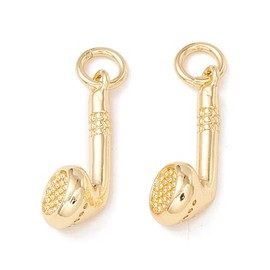 Gythara 10 pcs Golden Color Earphone Theme Brass Charms Headphone Musical Headset Real 18K Gold Plated Charms for DIY Jewelry Bracelet Necklace Earring Keychain Decor