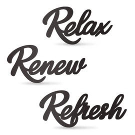 KOYILTD 3 Pieces Bathroom Decor Wooden Bathroom Sign Relax Renew Refresh Sign (black)