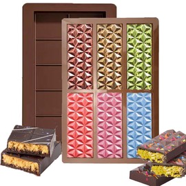 2 PCS Chocolate Bar Mold - Non-Stick Chocolate Molds, Food Grade Silicone Deep Chocolate Bar Mold for Chocolate Bar Pistachio, Candy, Chocolate Snacks, Milk Chocolate