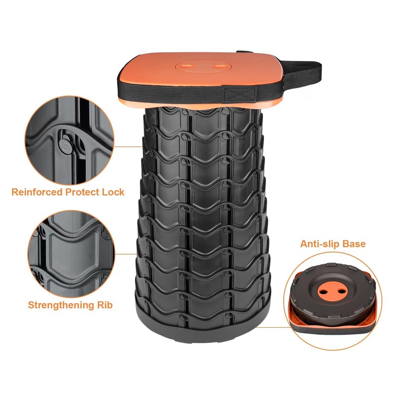 Boreeman Upgraded Collapsible Stool, Square Portable Stool, Lightweight Yet More