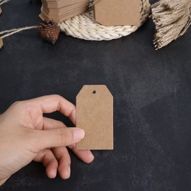 Etiquetas de regalo de papel kraft, 200 etiquetas colgantes para manualidades con 200 cuerdas de yute natural para bricolaje de boda y día festivo (ca