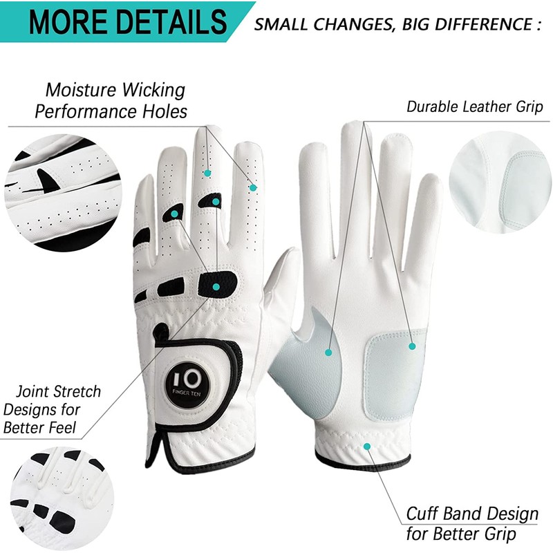 AXKAL Golf Glove Men Left Hand Right Leather With Ball