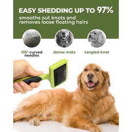 KUEIOX Dog Brush for Shedding Grooming,6 Pack Long-Pin Brush Set for Long Haired Dog Cat Goldendoodles Poodles Doodles Green