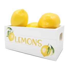 Lemon Mini Crate Summer Tiered Tray Decor Farmhouse Lemonade Kitchen Decorations Summertime Wood Crate with 5 Faux Lemons