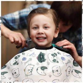 Pack of 2 Hairdressing Capes for Children, Children's Haircut Cape, Hair Cutting Capes for Boys and Girls, Waterproof Hair Cutting Cape, Hairdressing Cape with Cartoon Animal Pattern, Shampoo Salon