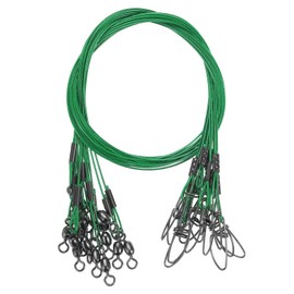 PATIKIL Fishing Wire Leader Line 125LB 21 Inch, 15Pcs Steel Heavy Saltwater Fishing Leader Line High Strength with Rolling Swivel and Snap, Green