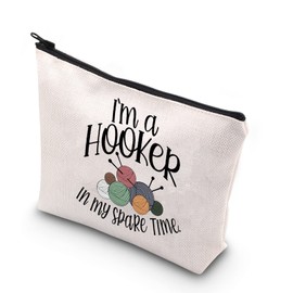 WCGXKO Crochet Lover Gift Crocheters Gift I'm A Hooker in My Spare Time Zipper Pouch Makeup Bag (Spare time CA)