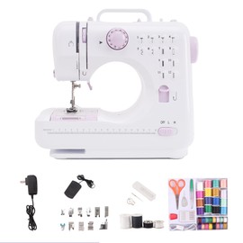 Compact Sewing Machine for Beginners, 12 Built-in Patterns, Lightweight with Reverse Function & Foot Control, for Handcrafting Clothes & Repairs（505)