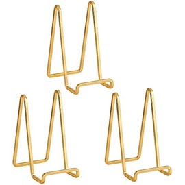 Plate Holder Easel Display Stand - 6 inch Metal Plate Stands for Display - Tabletop Picture Stand - Gold Iron Easels for Display Pictures | Photo Frames | Book | Decorative Plates | Plaque - 3 Pack