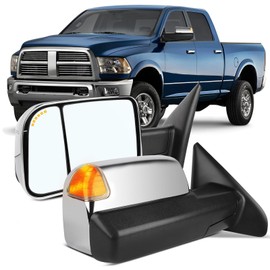 OCPTY Tow Mirror Fit For 2002-2008 For Dodge For Ram 1500 2003-2008 For Dodge For Ram 2500 3500 Towing Mirrors 1 Pair Mirrors Power Adjusted Heated Led Turn Signal Light Chrome Housing