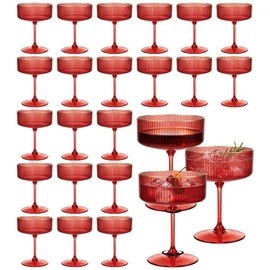 LEYIQU 24Pack Plastic Martini Glasses, 10oz Disposable Coupe Glass
