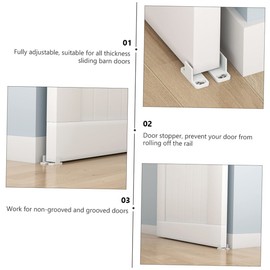 COHEALI 2Sets Sliding Barn Door Stoppers Floor Guides for Grooved Non Grooved Doors Noise Operation Heavy Duty Design Prevents Swinging Out Easy Installation