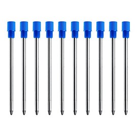 Blue Ink Refills (10 Pcs), Replaceable Pen Refills, 2.75 inch (70 mm) Ballpoint Pens Refills, 1.0mm Medium Tips - Blue