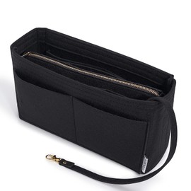 Vercord Felt Organizer Insert For Purse Handbag Tote Bag In Bag Inside Shaper Divider Neo Black Slender Medium