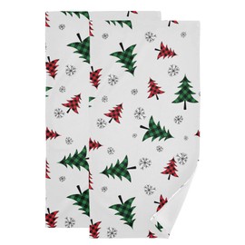 Vdsrup Buffalo Plaid Xmas Tree Hand Towels Christmas Winter Snowflakes Towel Set of 2 Small Bath Towels Soft Guest Face Towel Bathroom Decorations Thin Kitchen Tea Dish Towels 14x28 in