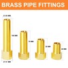 GASHER 4PCS Extension Brass Pipe Fitting, 1/2" Female to 1/2"