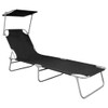 Sunlounger Black Powder-Coated Aluminum Standard Foldable, Sunloungers, 47770