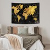 Dtekoj World Geographical Distribution Tapestry, Black and Gold World Map,