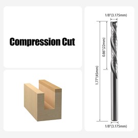 Trvoxviq Up & Down Cut Bit 1/8" Shank 2 Flutes Compression Bit Cutting length 22mm Spiral CNC Router Bits End Mill Tungsten Carbide Milling Cutter Set 5 Pack