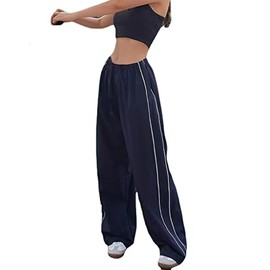 XPONNI Track Women Baggy Y2k Parachute Pants for Women Y2K Clothing(Navy,S,Small)