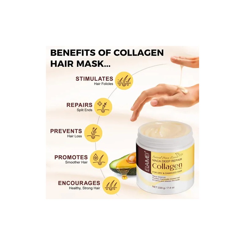 Mascarilla Colágeno Puntas Abiertas Cabello Seco Fortalece