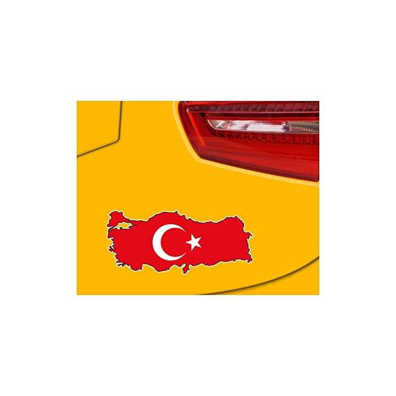 Samunshi® Turkey Car Sticker in National Colours 10 x 4.4