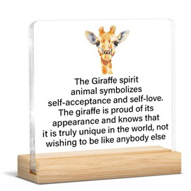 Motivational Giraffes Lover Gifts for Women, Giraffe Gifts Inspirational Giraffe Self Love Clear Acrylic Desk Decorative Sign Home Office Decor