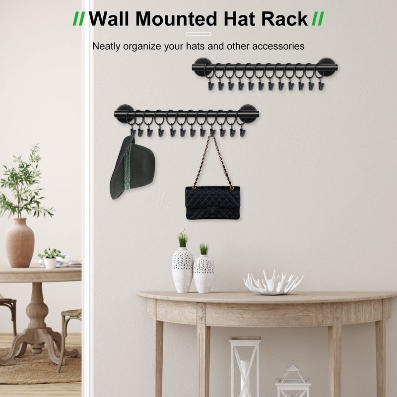 Lunies Hat Rack for Wall with 24 Hooks, Hat Organizer