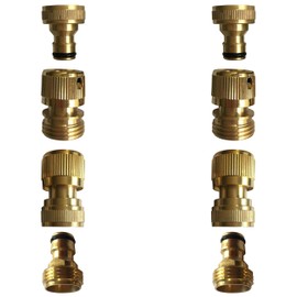 Garden Hose Quick Connect Fittings Leak Proof Rustproof Garden Hose Connector Set by gardenia Home & Garden (Tap to Hose & Hose to Nozzle Set 8pcs, Brass)