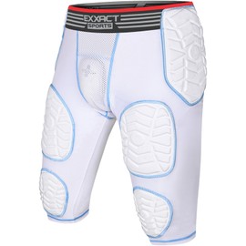Exxact Sports Combat - Faja de fútbol para adultos, 7 almohadillas para orejas, pantalones cortos de compresión acolchados, para hombre, con bolsillo para copa (adulto, 3XL, blanco)