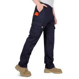VATRENUS Men's FR Cargo Pants Flame Resistant Pants Lightweight 7.5oz 100% Cotton Navy Fire Retardant Elastic Waist Pants