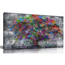 ZHAOSHOP Graffiti Tree Wall-Decor - Abstract Canvas Wall Art - Wall Art for Living Room Large Size Ready to Hang Size 60" x 30"