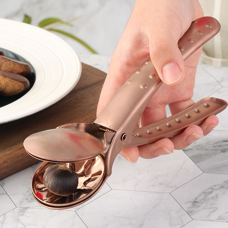 Stainless Steel Chestnut Cutter Tool Rose Gold Cross Shaped Comfortable