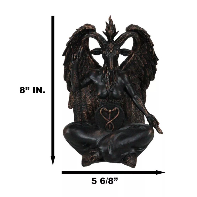 Pagan Occult Sabbatic Goat Idol Baphomet Sitting Meditation Figurine 8"H
