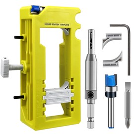 Infreecs Door Hinge Mortiser Jig for Router, Door Hinge Installation Kit, Door Hinge Router Template Fits 3” to 5” Length 1/4” or 5/8” Thickness, Sturdy Mounting Jig for Cabinet & Door Install