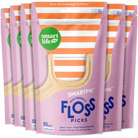 SmartLifeco Biodegradable* Dental Floss Picks - Eco-Friendly Tooth Flosser for Adults & Kids | Straw Wheat Unwaxed Floss | Toothpick Stick Soft On Gum & Teeth | Compostable*, Vegan, Unflavored 300ct