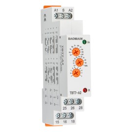 Baomain Multi-Function Time Relay, 16A SPDT 10-Functions, DIN Rail Mounting Timer Relay TBT7-A2 (2-SPDT, 12-240VAC/DC)