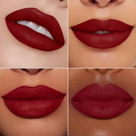 MAKI YIKA Lápiz labial rojo oscuro para mujeres, color que se mantiene, lápiz labial de larga duración, lápiz labial líquido mate sin manchas, a prueb