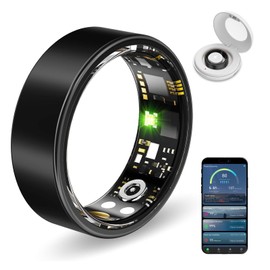 Aichiken Smart Ring Health Tracker, Sleep&Exercise Monitor Heart Rate,Blood Oxygen,Fitness Trackers for Man&Women -Long Lasting Batteries,Waterproof Sleep Tracking Wearable (Black, 9)