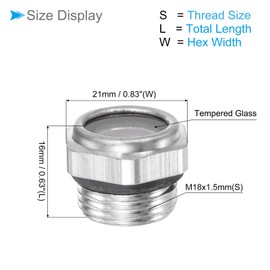 CoCud Air Compressor Oil Sight Glass, | M18x1.5mm Male Thread | Aluminum Hex Head Oil Liquid Level Indicator Glass Window - (Applications: for Gearbox Fittings), 1-Piece