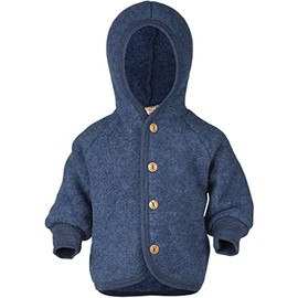 Engel Wool Fleece Baby Jacket with Hood (Babyjacke Fleece Schurwolle) - Blue blend, size: 62-68