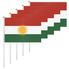 ASUNO 20 Stück Flagge Mini Hand Hold Fahne 14 × 21 CM Mini Kurdistan Kurdisch Stockfahne Polyester für Fußballclub Party Dekorationen Internationale Festveranstaltungen drinnen und draußen