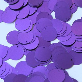 Round Flat Sequin 12mm Top Hole Violet Purple Matte Satin Shimmer. Couture Paillettes. Made in USA